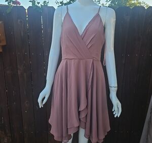 Elegant Mauve Spaghetti Strap Dress